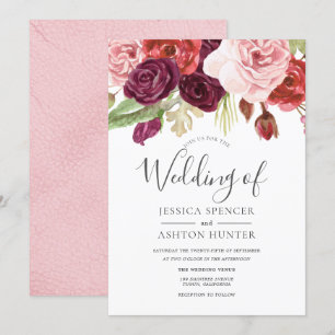 Modern Trendy Spring Autumn Floral Wedding Invite