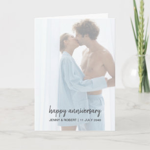 Modern Trendy Stylish Script Photo Anniversary Card