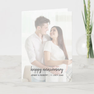 Modern Trendy Stylish Script Photo Anniversary Card