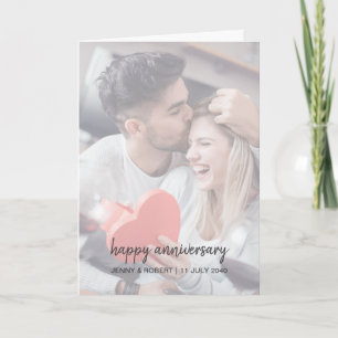 Modern Trendy Stylish Script Photo Anniversary Card