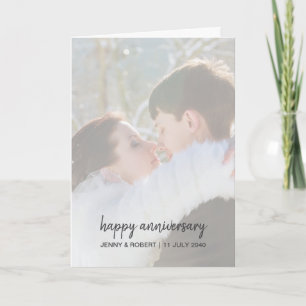 Modern Trendy Stylish Script Photo Anniversary Card