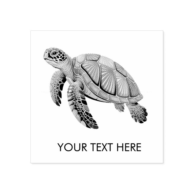 Modern Trendy Summer Sea Turtle Ocean Nautical     Rubber Stamp (Imprint)