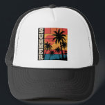 Modern Trendy Summer Sunset Beach Palm Tree        Trucker Hat<br><div class="desc">Modern Trendy Summer Sunset Beach Palm Tree Trucker Hat</div>