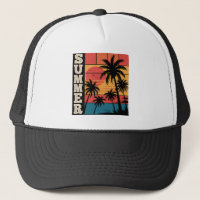 Modern Trendy Summer Sunset Beach Palm Tree