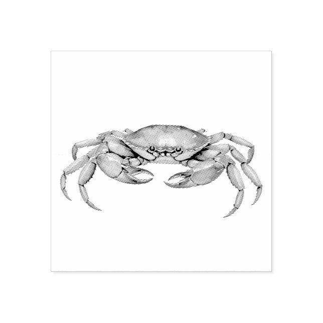 Modern Trendy Summer Trendy Seafood Crab Nautical Rubber Stamp (Imprint)