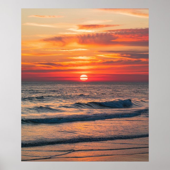 Modern Trendy Summer Tropical Beach Sunset         Poster (Front)