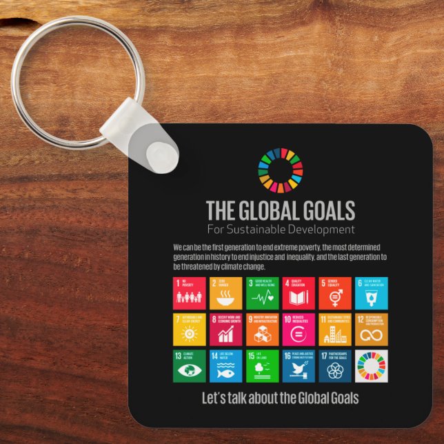 Modern Trendy Sustainability Goals Educational Keychain (Front)