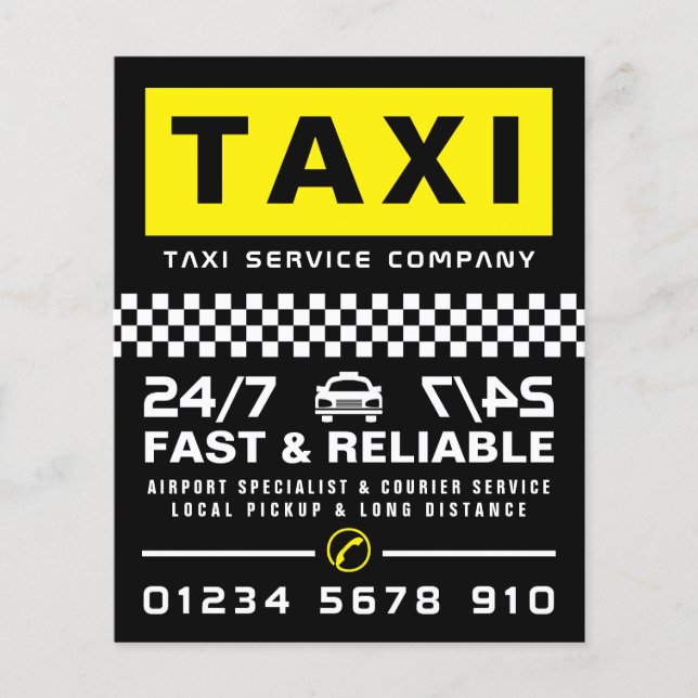 Modern & Trendy, Taxi Cab Firm with Price List Flyer (Front)