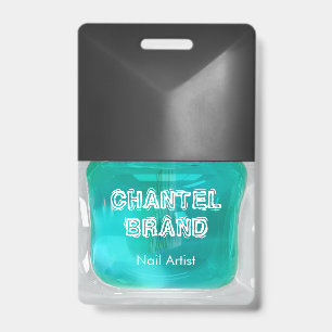 Modern trendy teal nail polish beautician salon  badge