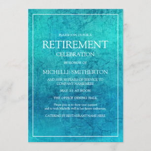 Modern Trendy Teal Turquoise Retirement Party Invitation
