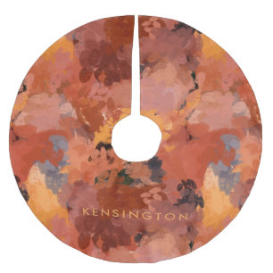 Modern Trendy Terracotta Rust Brown Abstract Brushed Polyester Tree Skirt
