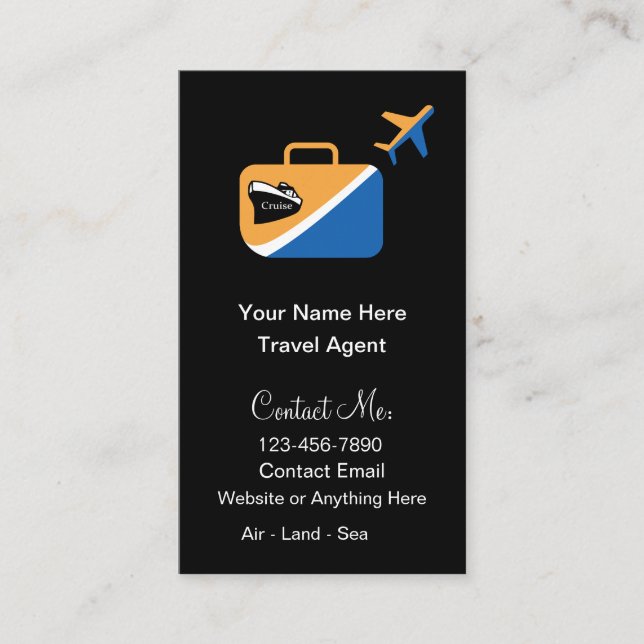 Modern Trendy Travel Agent Expert  Business Card (Front)