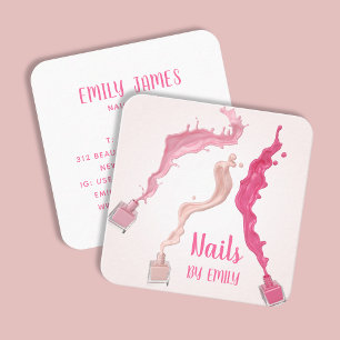 Modern Trendy Unique Professional Nail Spa Salon Square Business Card