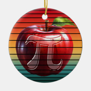 Modern Trendy Vintage Pi Day Apple Fruit Ceramic Ornament