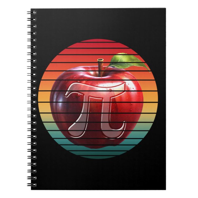 Modern Trendy Vintage Pi Day Apple Fruit Notebook (Front)
