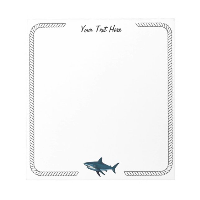 Modern Trendy vintage Shark Personalized Notepad  (Front)