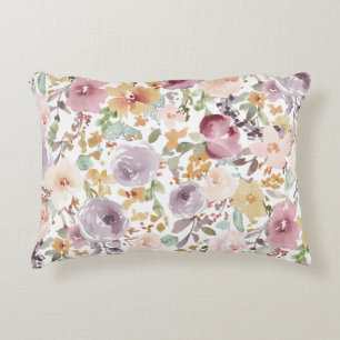 Modern trendy watercolor botanical pastel pattern accent pillow