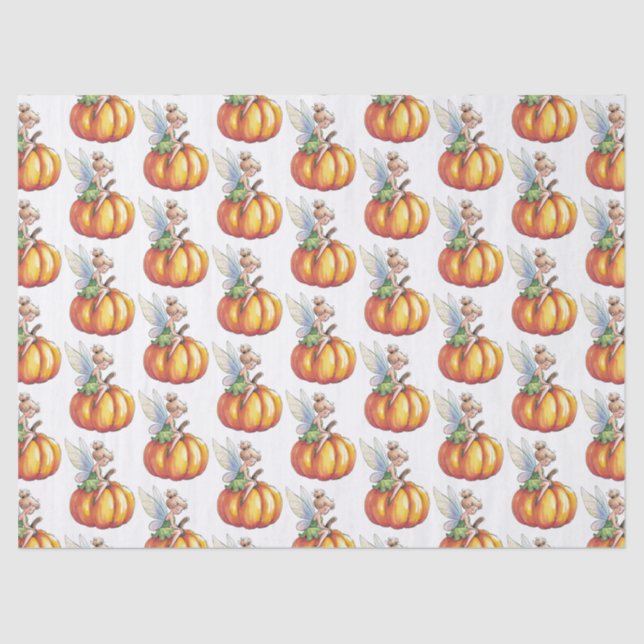 Modern Trendy Watercolor Fairy and Pumpkin         Tissue Paper (Front)