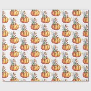 Modern Trendy Watercolor Fairy and Pumpkin         Wrapping Paper