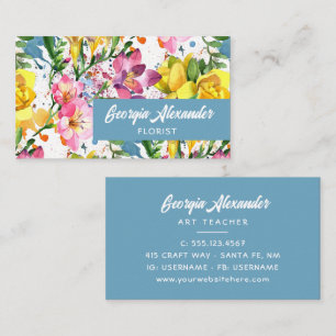 Modern Trendy Watercolor Floral Florist Business Card
