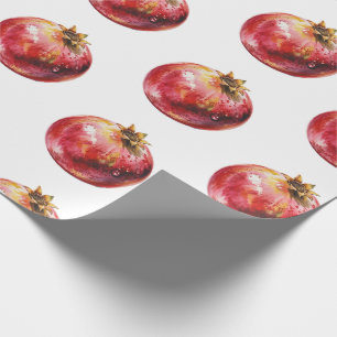 Modern Trendy Watercolor Fruit  Pomegranate Wrapping Paper