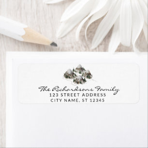 Modern Trendy Watercolor Mountains Address Label