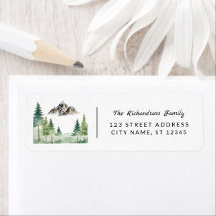 Modern Trendy Watercolor Mountains Address Label