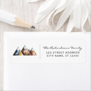 Modern Trendy Watercolor Mountains Address Label