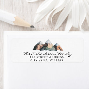 Modern Trendy Watercolor Mountains Address Label