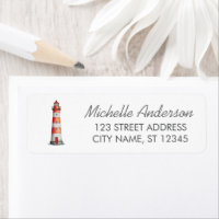 Modern Trendy Watercolor Nautical Lighthouse