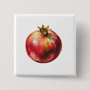 Modern Trendy Watercolor Pomegranate  2 Inch Square Button