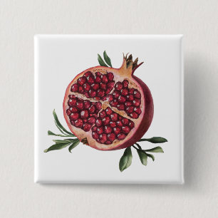 Modern Trendy Watercolor Pomegranate  2 Inch Square Button