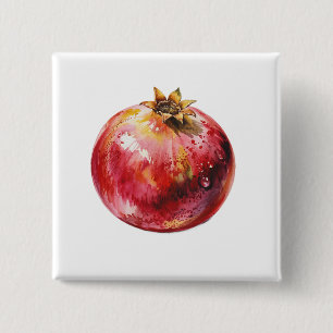 Modern Trendy Watercolor Pomegranate  2 Inch Square Button