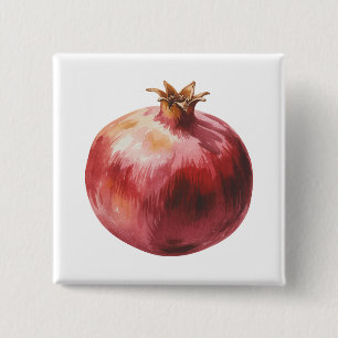 Modern Trendy Watercolor Pomegranate  2 Inch Square Button