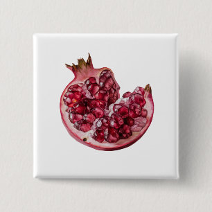 Modern Trendy Watercolor Pomegranate  2 Inch Square Button