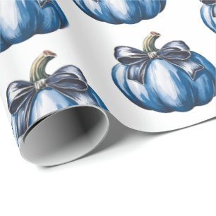 Modern Trendy Watercolor Pumpkin Coquette Bow      Wrapping Paper
