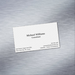 Modern Trendy White Geometric Pattern Elegant Chic Magnetic Business Card