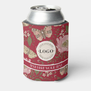 Modern Trendy Wildflower Botanical Floral Monogram Can Cooler