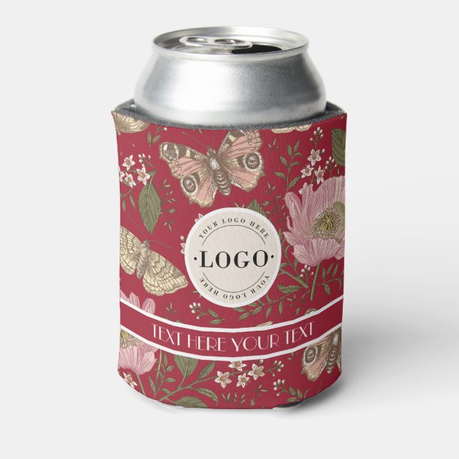 Modern Trendy Wildflower Botanical Floral Monogram Can Cooler (Can Back)