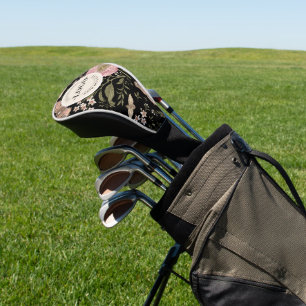 Modern Trendy Wildflower Botanical Floral Monogram Golf Head Cover