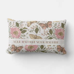 Modern Trendy Wildflower Botanical Floral Monogram Lumbar Pillow