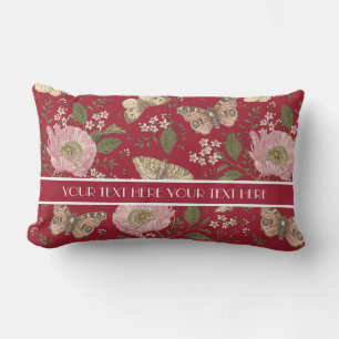 Modern Trendy Wildflower Botanical Floral Monogram Lumbar Pillow