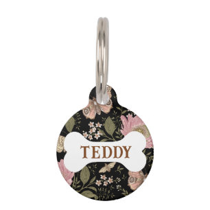 Modern Trendy Wildflower Botanical Floral Monogram Pet Tag