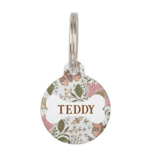 Modern Trendy Wildflower Botanical Floral Monogram Pet Tag