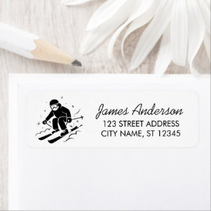 Modern Trendy Winter Ski Skiing Return Address