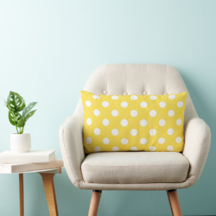 Modern Trendy Yellow Polka Dots Cute Lumbar Pillow