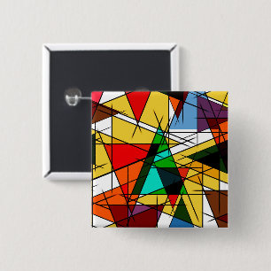 Modern Triangle Colorful Geometric  2 Inch Square Button