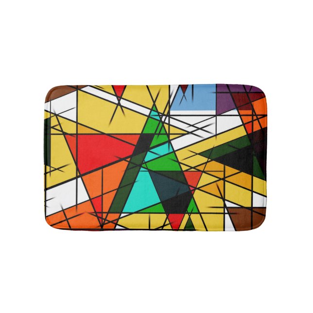 Modern Triangle Colorful Geometric  Bath Mat (Front)