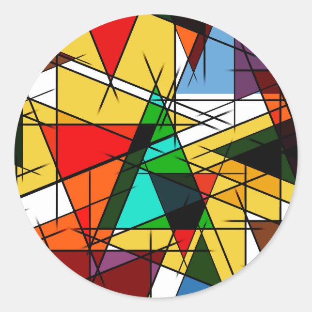 Modern Triangle Colorful Geometric  Classic Round Sticker (Front)