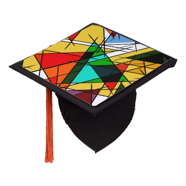 Modern Triangle Colorful Geometric  Graduation Cap Topper (Angled)